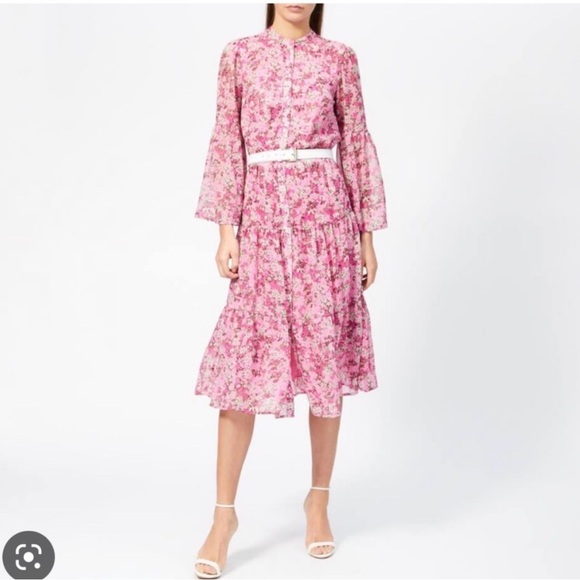 MICHAEL Michael Kors Pink Floral Dress with White Belt - Picture 2 of 9
